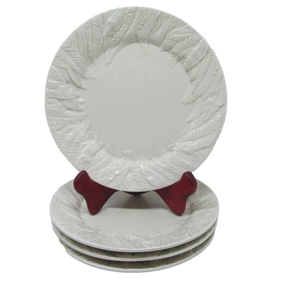 Fitz & Floyd Embossed Fern Leaf 8" Salad Plate Bundle of 4 - Picture 1 of 7